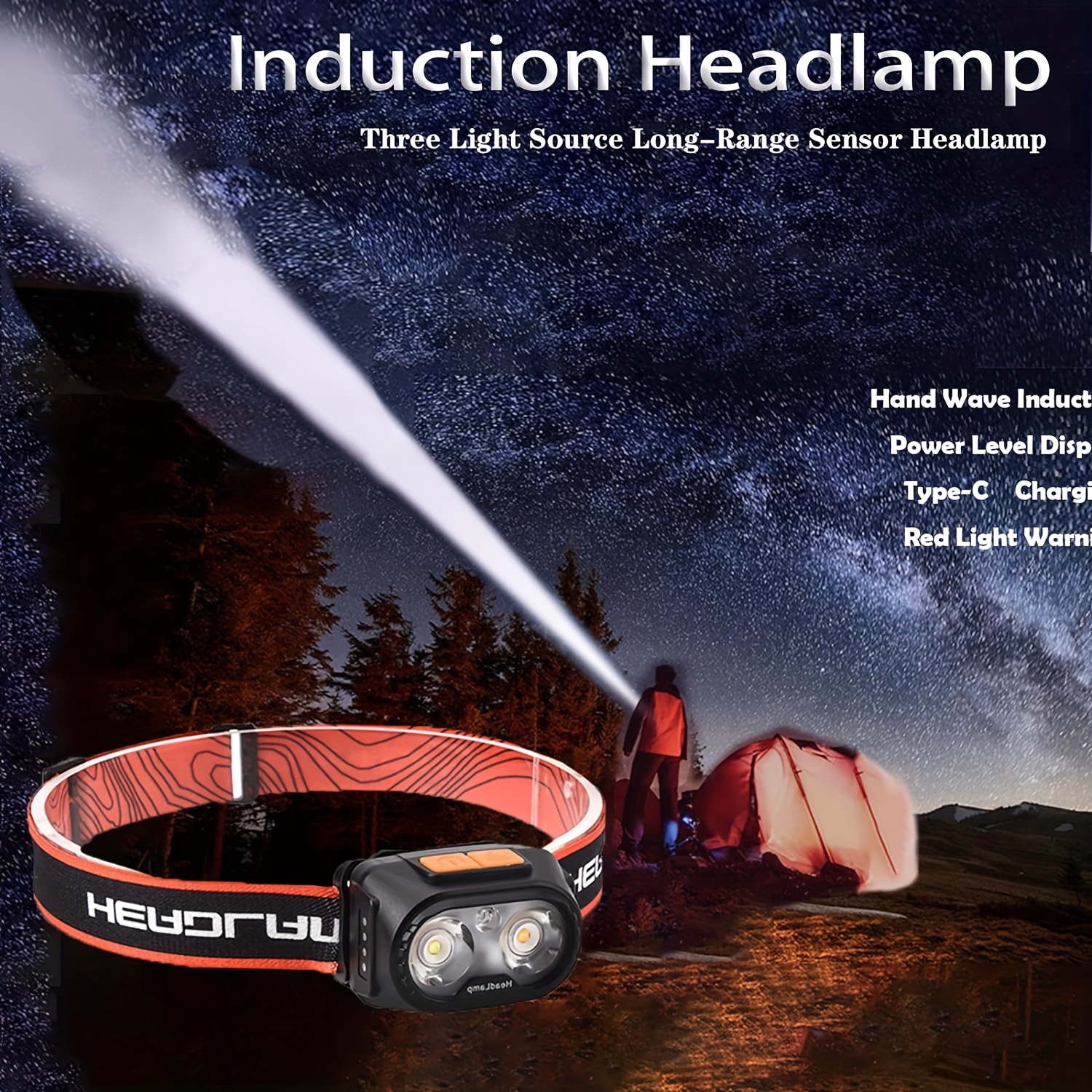 Induction Headlights Multifunctional 9 mode White Red Blue - Temu