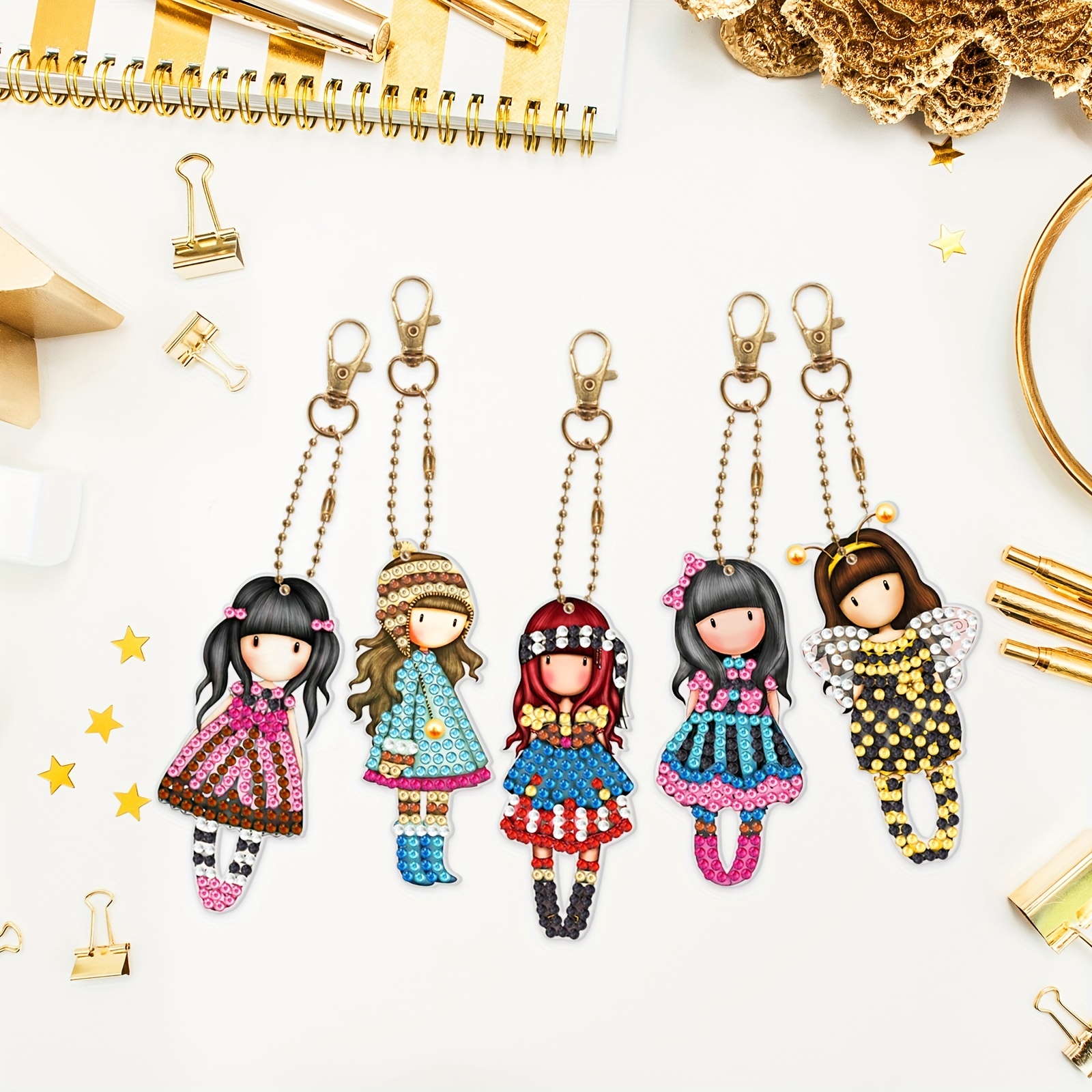 5D Diamond Painting Keychain Cute Girl Keychain Cartoon Animal Colorful Diamond Mosaic Kit Backpack Pendant Diy Daughter's Gift