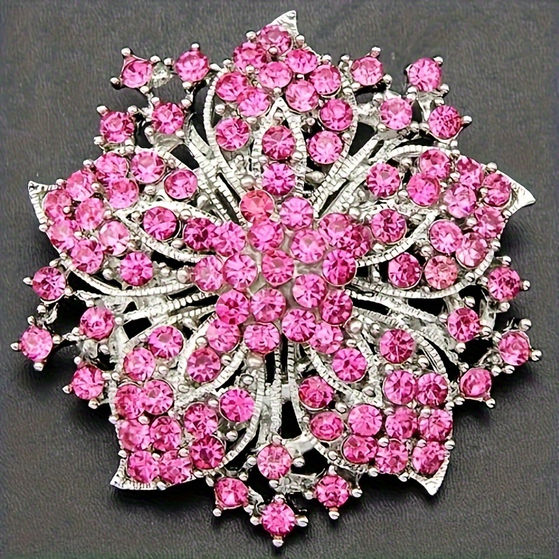 

Delicate Flower Brooch Bling Bling Elegant Style Inlaid Colorful Rhinestones Floral Pin Wedding Clothing Accessories