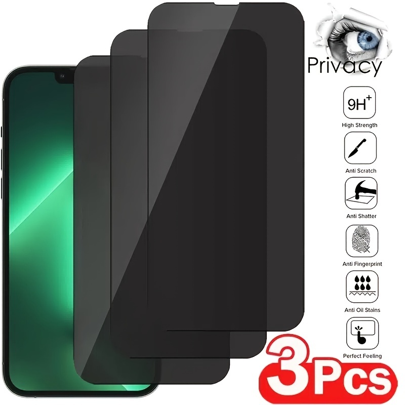 Protector de pantalla antiespía de cubierta completa para iPhone 11, 12,  13, 14 PRO MAX, vidrio de privacidad para iPhone 7, 8, 14 Plus, XS, Max,  XR, vidrio templado, 3 uds. –