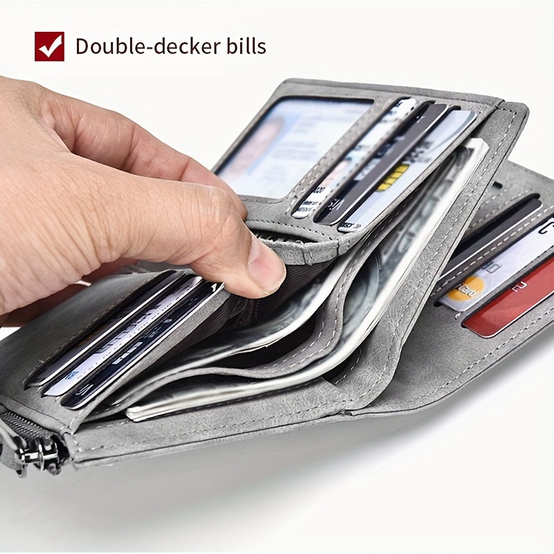 Men's Double Zipper Travel Wallet