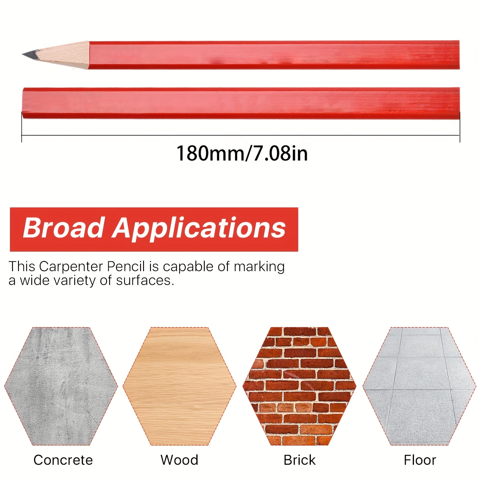 10pcs Woodworking Pencils, Carpenter Marking Black Pencil, Drawing