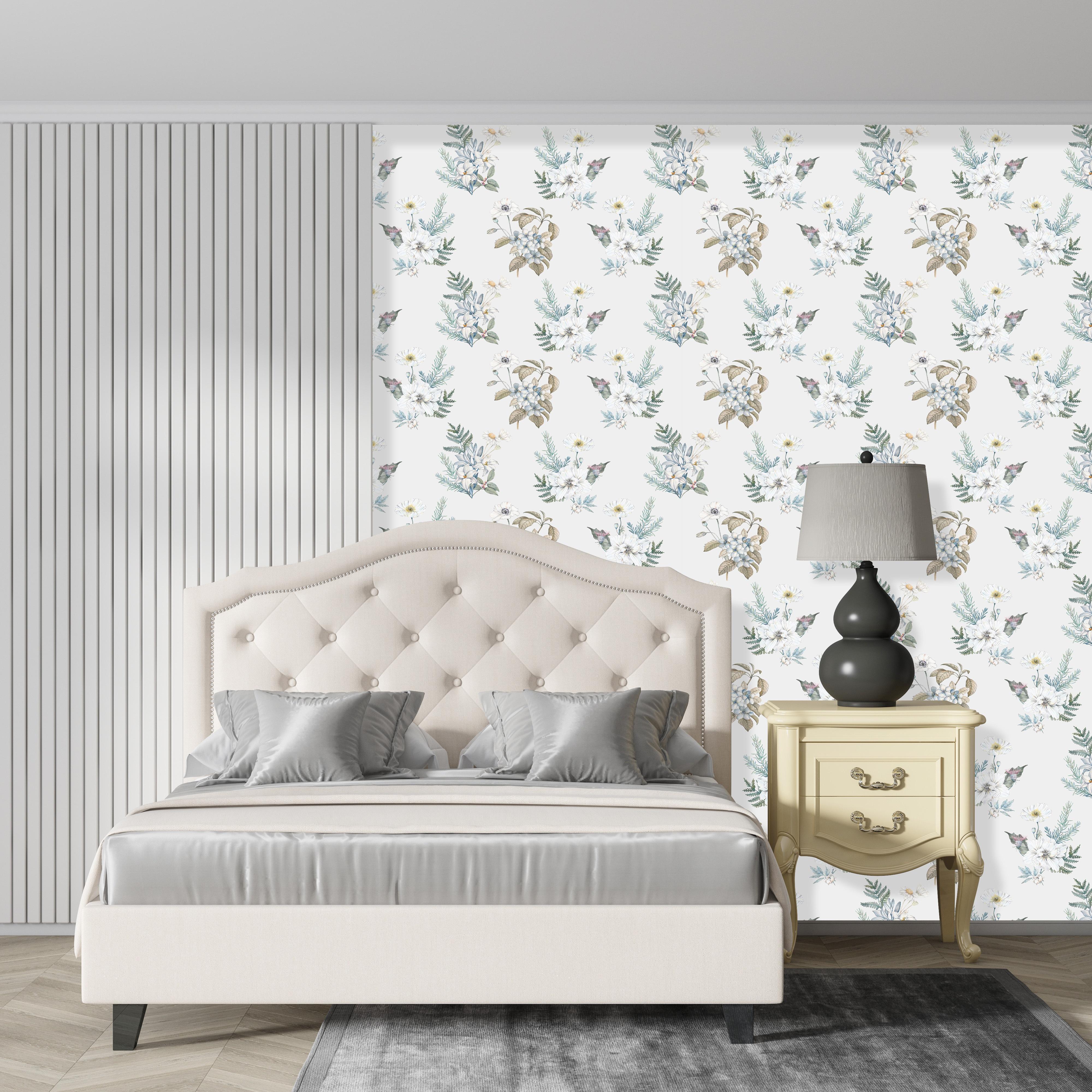 1pc removable sticker modern art floral wallpaper removable waterproof for bedroom living room decor home decor room decor sticker packs details 12