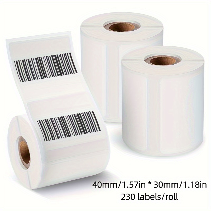 3sets White Label Printing Paper, 40X30mm, 230pcs/roll, White Label Sticker, Thermal Label Printer Specific Printing Paper, Used For Clothing, Retail,