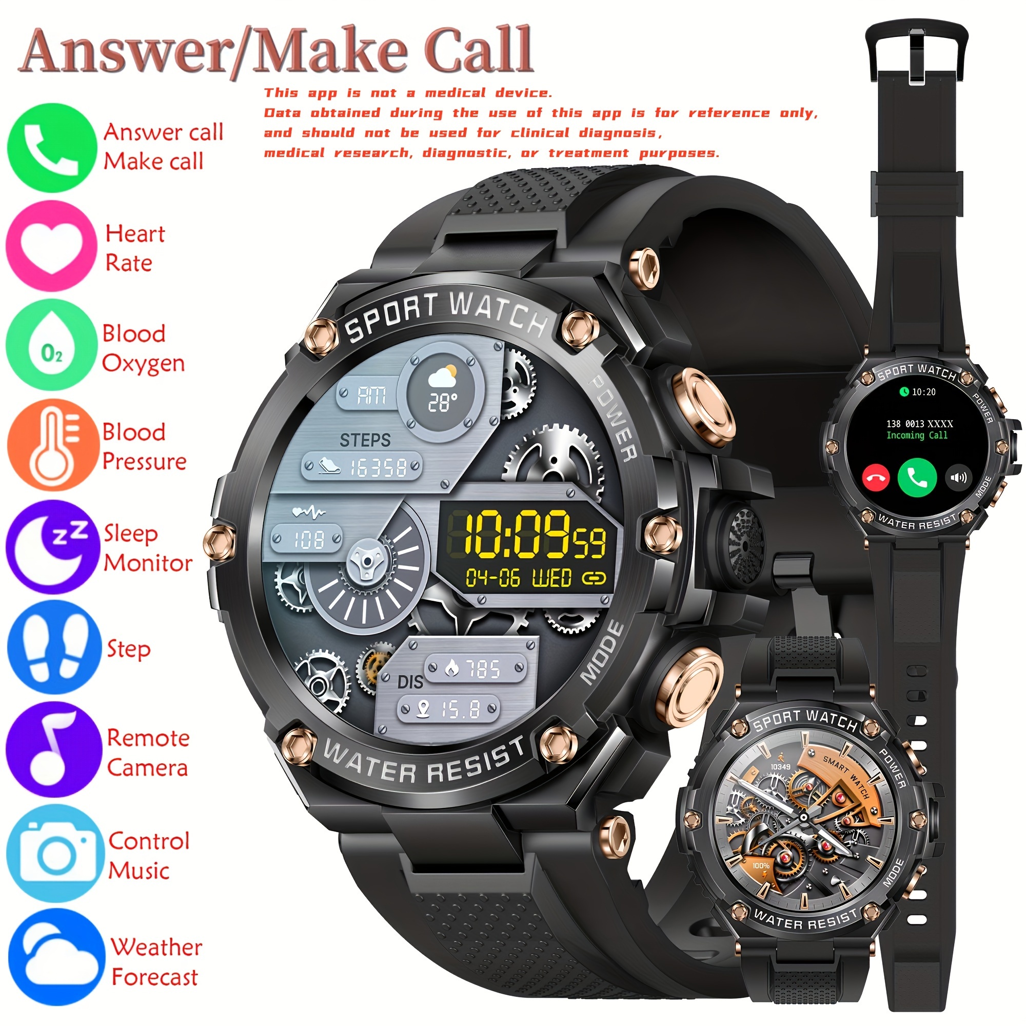 ONEGRA Nuovo Smart Watch Da 620 Mah Per Uomo Per Android/IOS Orologi  Fitness Impermeabile Ip68 Monitor Salute Militare AI Voice Chiamata  Wireless Smart Watch 2023 - Temu Italy