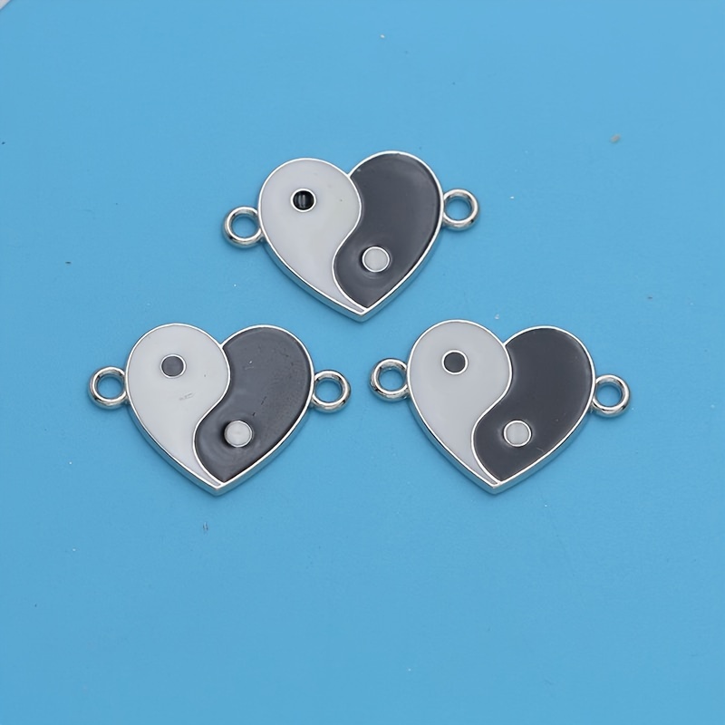 5PCS, Colorful Heart Charms for Jewelry Making, Enamel Charm Heart