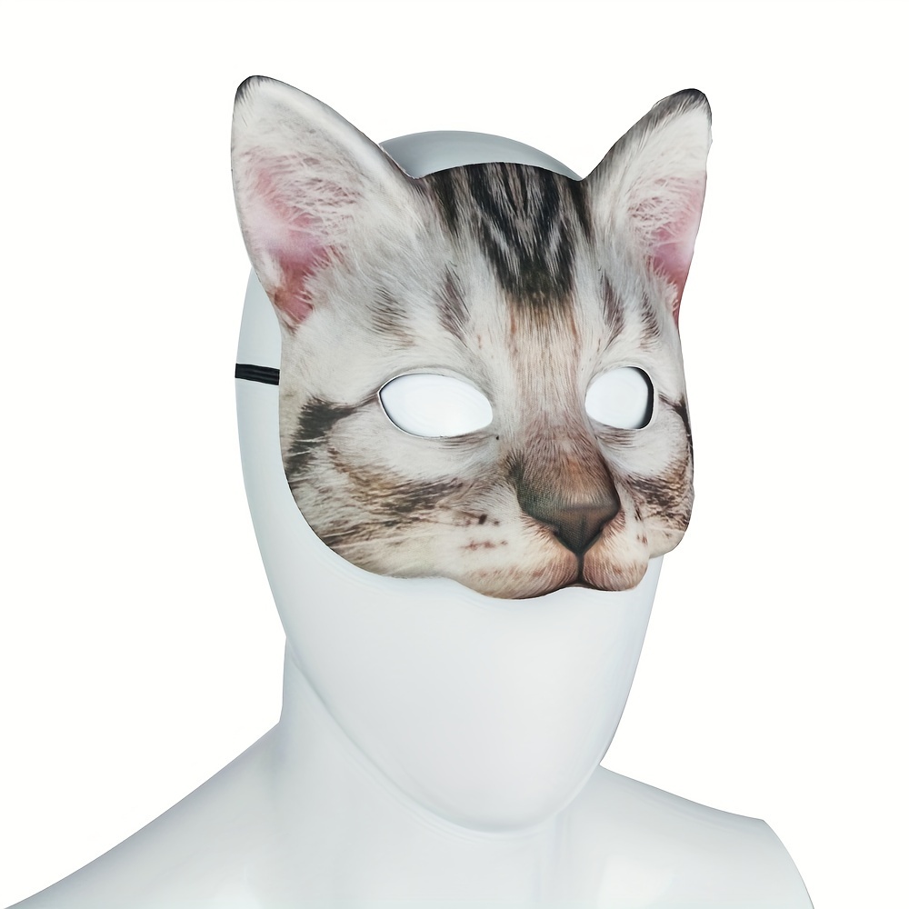 Vivid Cute Sexy American Shorthair Cat Mask, PU Leather Half Face Mask  Dress Up Accessories, Halloween Cosplay Costume Props, Bar Club Rave Party  Deco