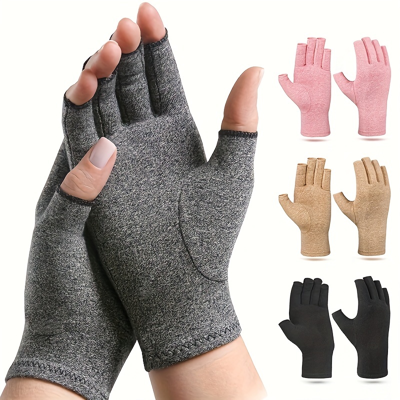 

1pair Premium Gloves For Daily Use, Typing, Work, Fitness & Exercise - Sports Fingerless Thumb Gloves For Women & Men - Half-finger Hand Wrap Brace Support - Open Finger Fit
