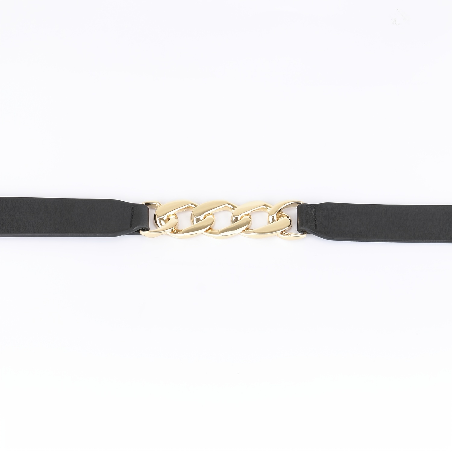 Fashion Chain Buckle Ladies Belt Women Skinny Waist Belt With Golden Metal  Chain Elastic Stretch Dress Belt Waistband