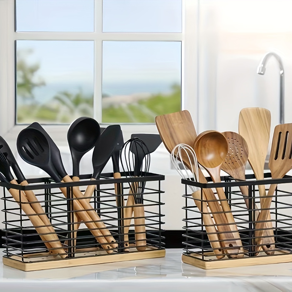 Utensil Crocks, Knife, Fork And Spoon Storage Cage, Multi-function Pot,  Spatula, Fork, Whisk Storage Drain Rack, Cutlery Storage Box, For Kitchen  Counter And Cabinet, Kitchen Organizers And Storage, Kitchen Accessories -  Temu