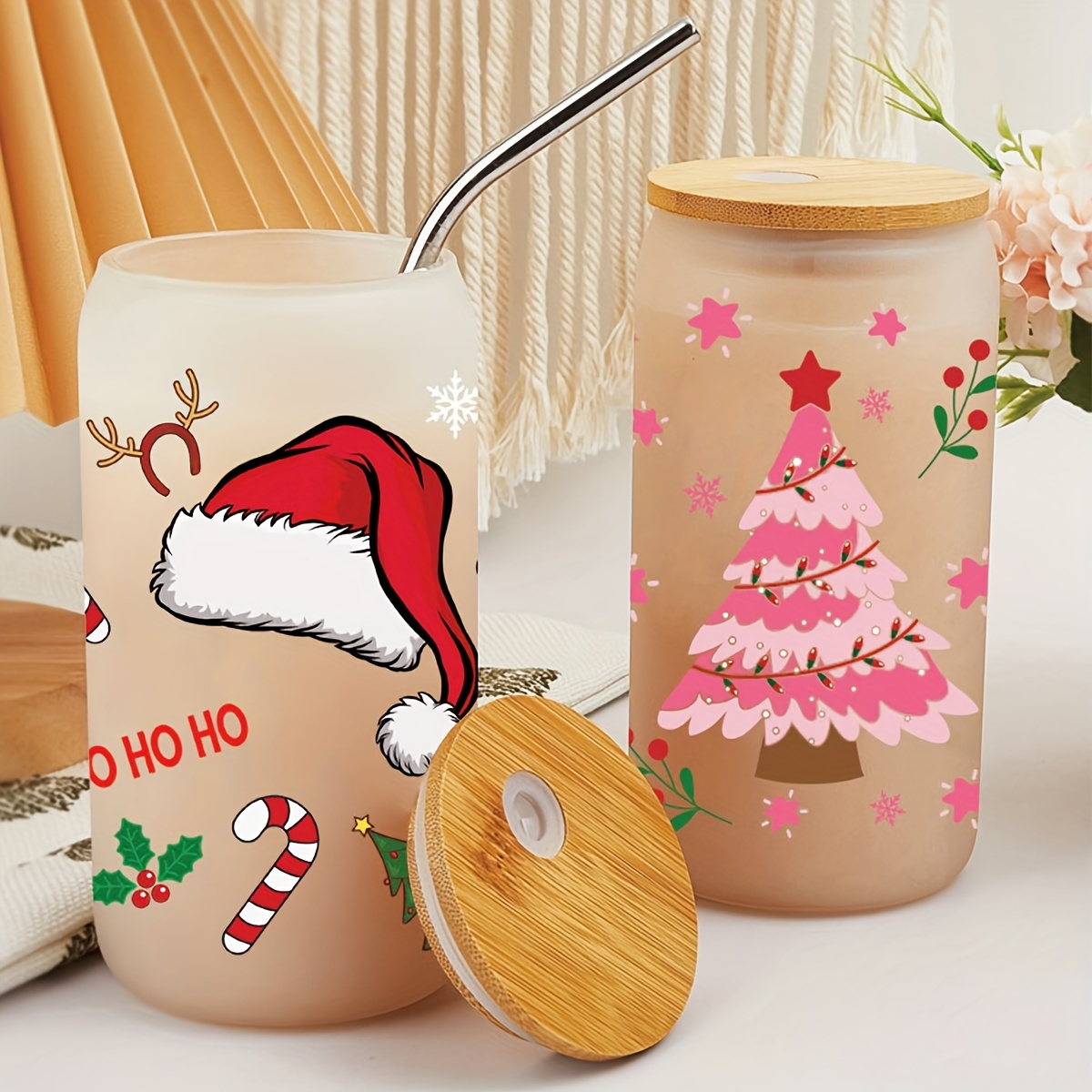 Christmas UV DTF Cup Wrap Transfer Sticker for Glass Coffee Cup Pattern  2024 New