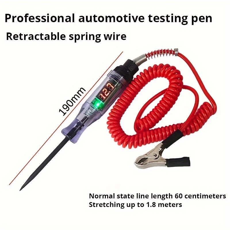  Probador de voltaje y corriente, Auto 6V 12V 12V 24V DC Car  Truck Comprobador de circuito de voltaje de coche VoltMet sonda larga  bombilla para coches, cables vivos : Herramientas y