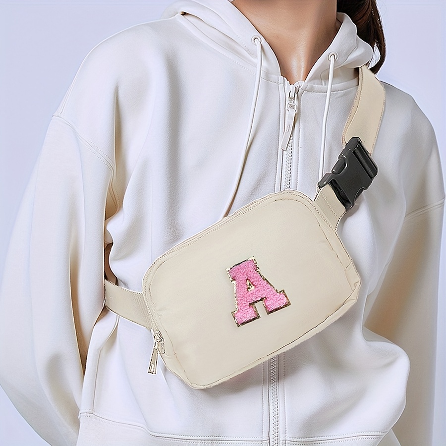 Trendy Zipper Shoulder Bag, Fashion Colorblock Fanny Pack, Stylish Letter  Detail Purse