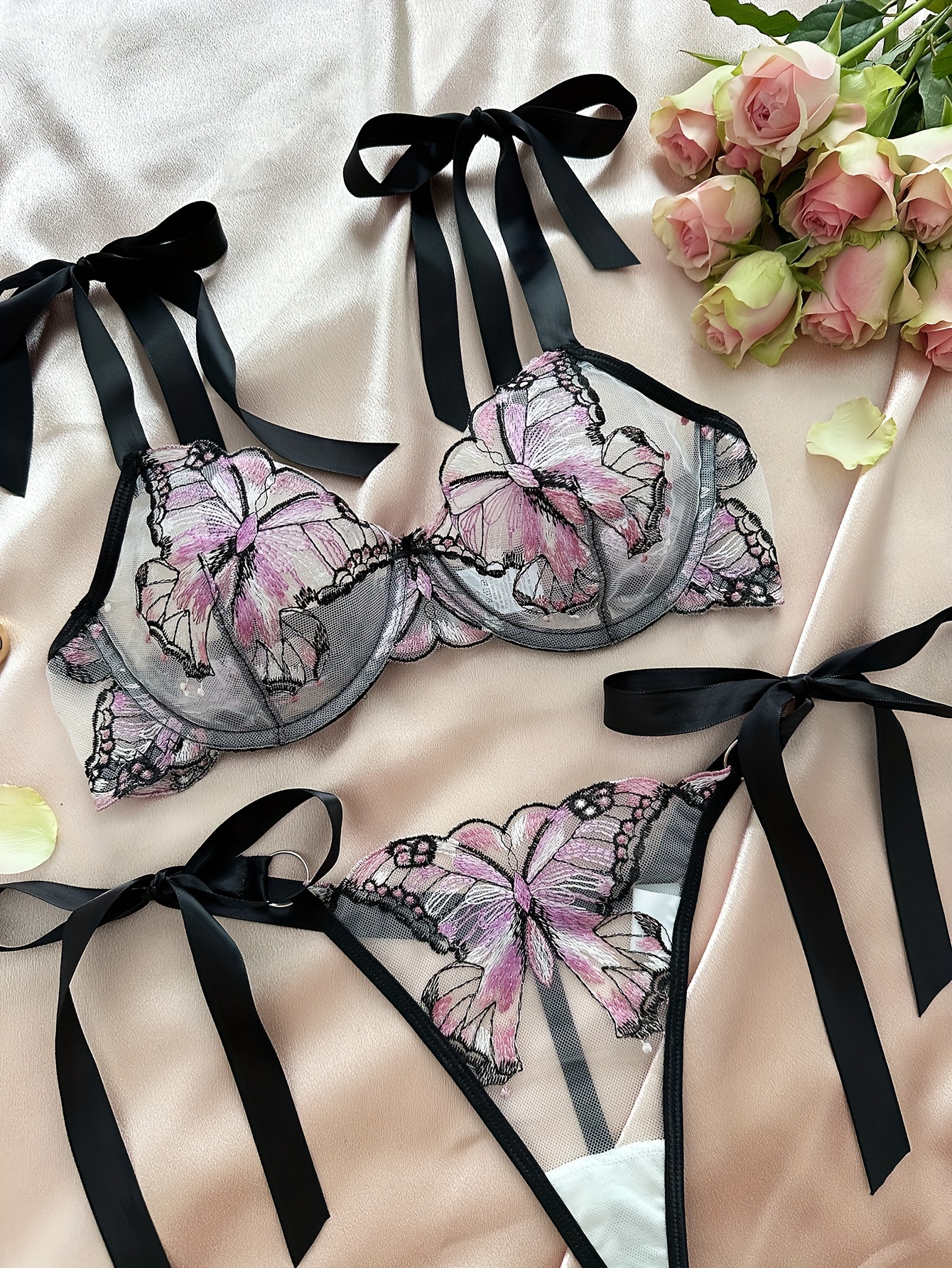 Stripper Lingerie Sexy Butterfly Bra and Panty Women Lingerie