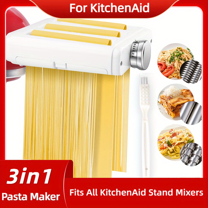 Pasta Maker 3-in-1 Attachment For Kitchenaid Stand Mixers, Including  Fettuccine And Spaghetti Cutter, Pasta Sheet Roller, Pasta Maker  Accessories And Cleaning Brush - Temu