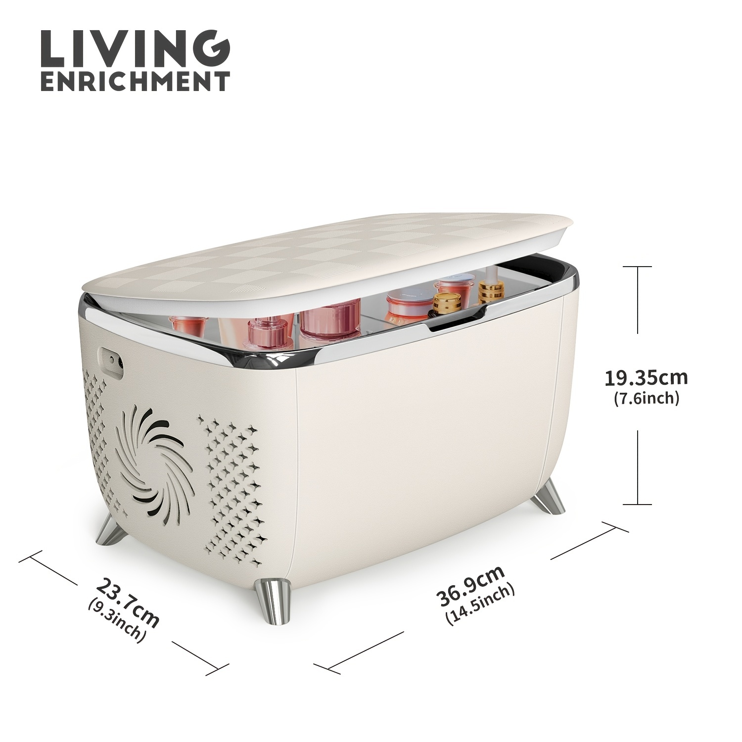  Living Enrichment Portable Mini Fridge 4 Liter 6 Can Skincare  Fridge, AC 120V DC 12V Small Refrigerator Cooler for Skincare, Foods,  Drinks, Bedroom, Travel and Car - Black : Home & Kitchen