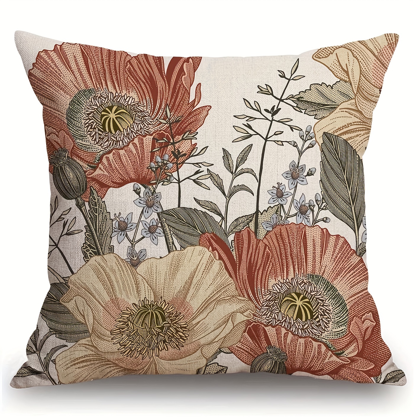 

1pc Soft Throw Pillow Covers, Vintage Garden Flowers Floral Rustic Home Decor Square Back Cushion Case Decorative Home Decor Fine Pillow Cover For Sofa Couch Bedroom Living Room Pillowcase (18×18inch)