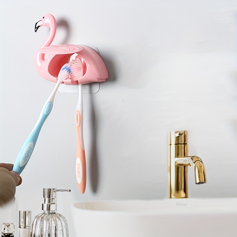 Cute Storage Box Suction Cup Bear Shaped Toothbrush Holder Cup Organizer  Toothpaste Rack Razor Stand PINK 