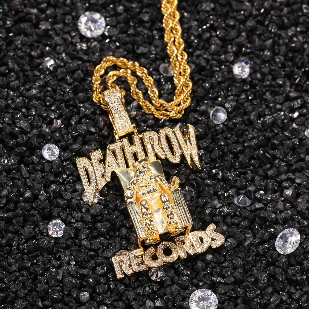 1pc Full Of Zircon Hip hop Fashion Letter Necklace Copper Golden plated Zircon Letter Pendant With 60cm 24inch Stainless Steel Twisted Chain For Men And Women