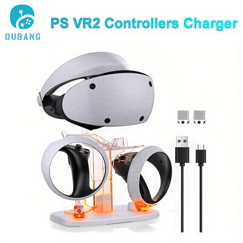 Oubang Ps Vr2 Fast Charging Station, Dual Charger Base For Ps5 Vr2 Sensor  Controller With Led Rgb Light And Magnetic Interface, Psvr2 Headphone  Storage Stand Mount For Playstation Vr 2 Accessories For