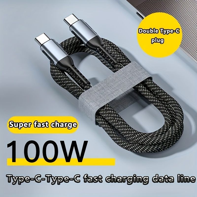 Nylon-Braided 100W USB-C Fast Charging Cable (6.6 ft)