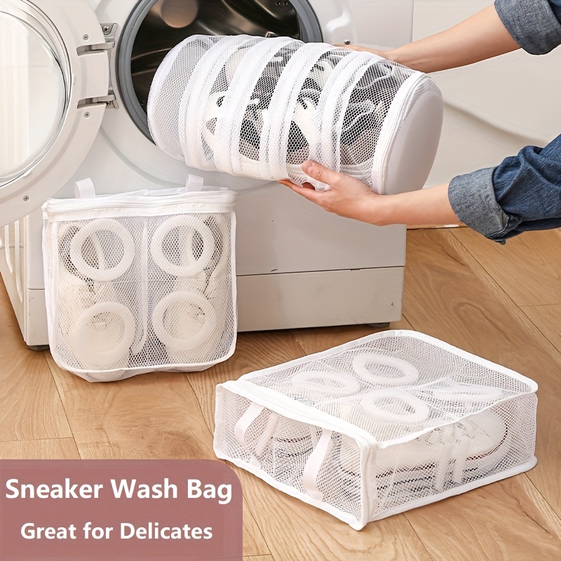 1Pcs Zipper Mesh Wash Bags Household Washing Machine Bag For Laundry Shoes  Socks