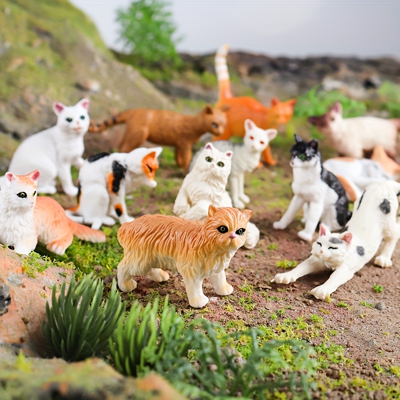 Realistic Grey Orange Cat Figurine Set Perfect Educational - Temu