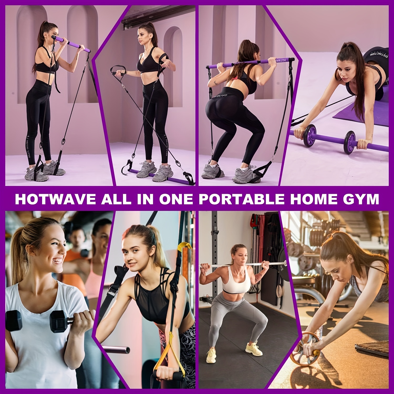 Pilates Bar Set Pilates Bar Kit With 4 Resistance Bands Portable Fitness  Equipment Yoga Set