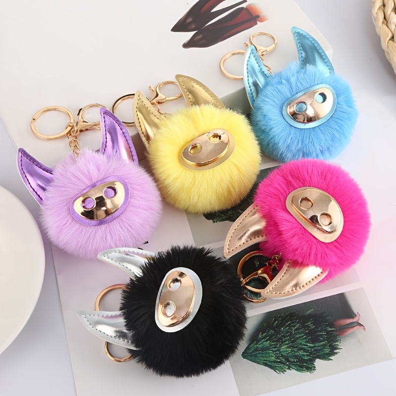 Glossy Pig Pom Pom Keychain Fashion Cute Animal Colorful Bag Key Chain  Ornament Bag Purse Charm Accessories - Temu