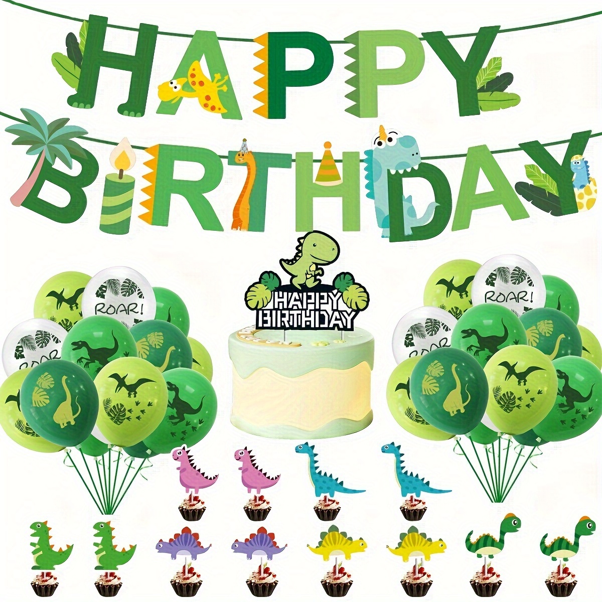 Set Decoración Cumpleaños Dinosaurios Decoración Cumpleaños - Temu