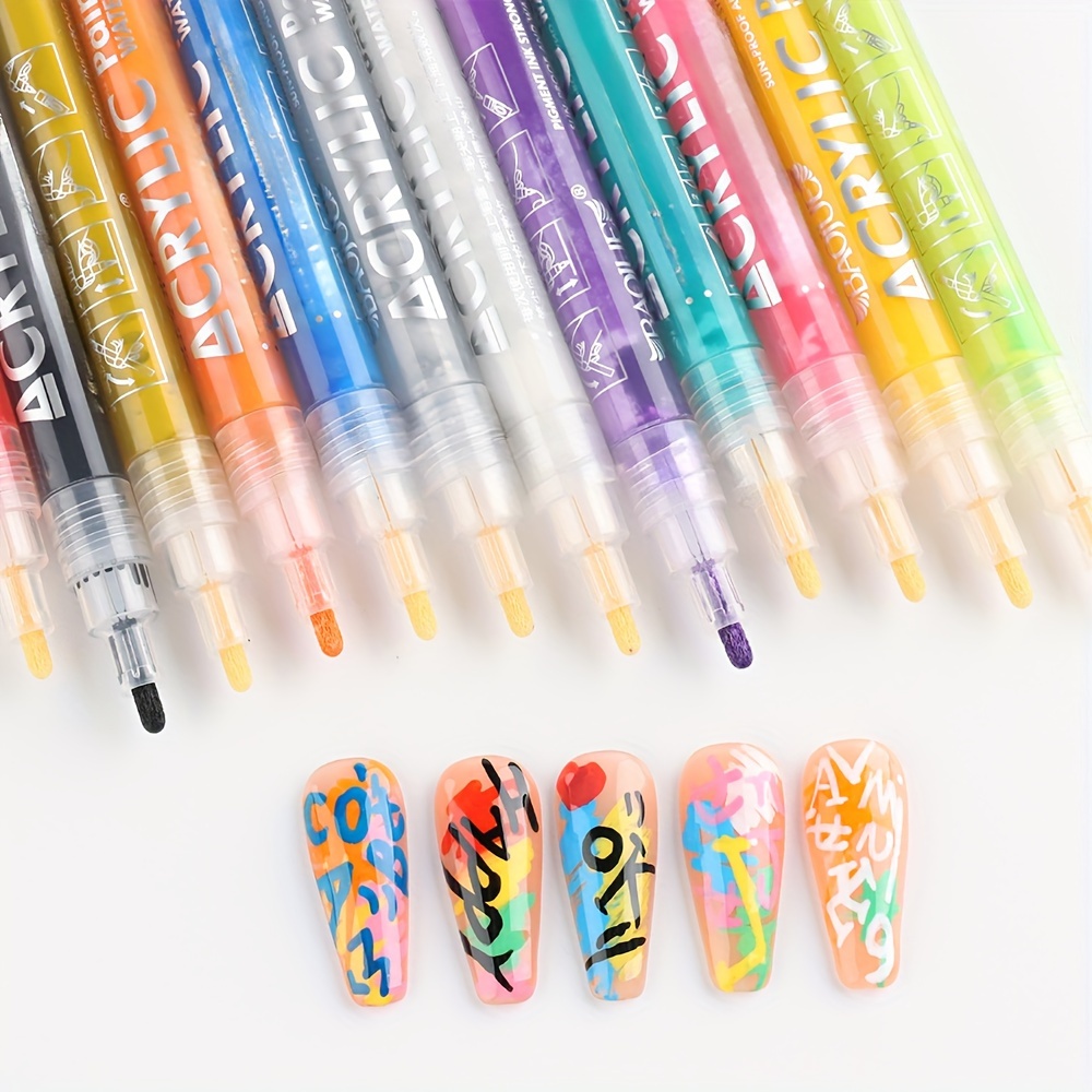 24/36 Colors Nail Art Graffiti Pens Waterproof Drawing Set - Temu