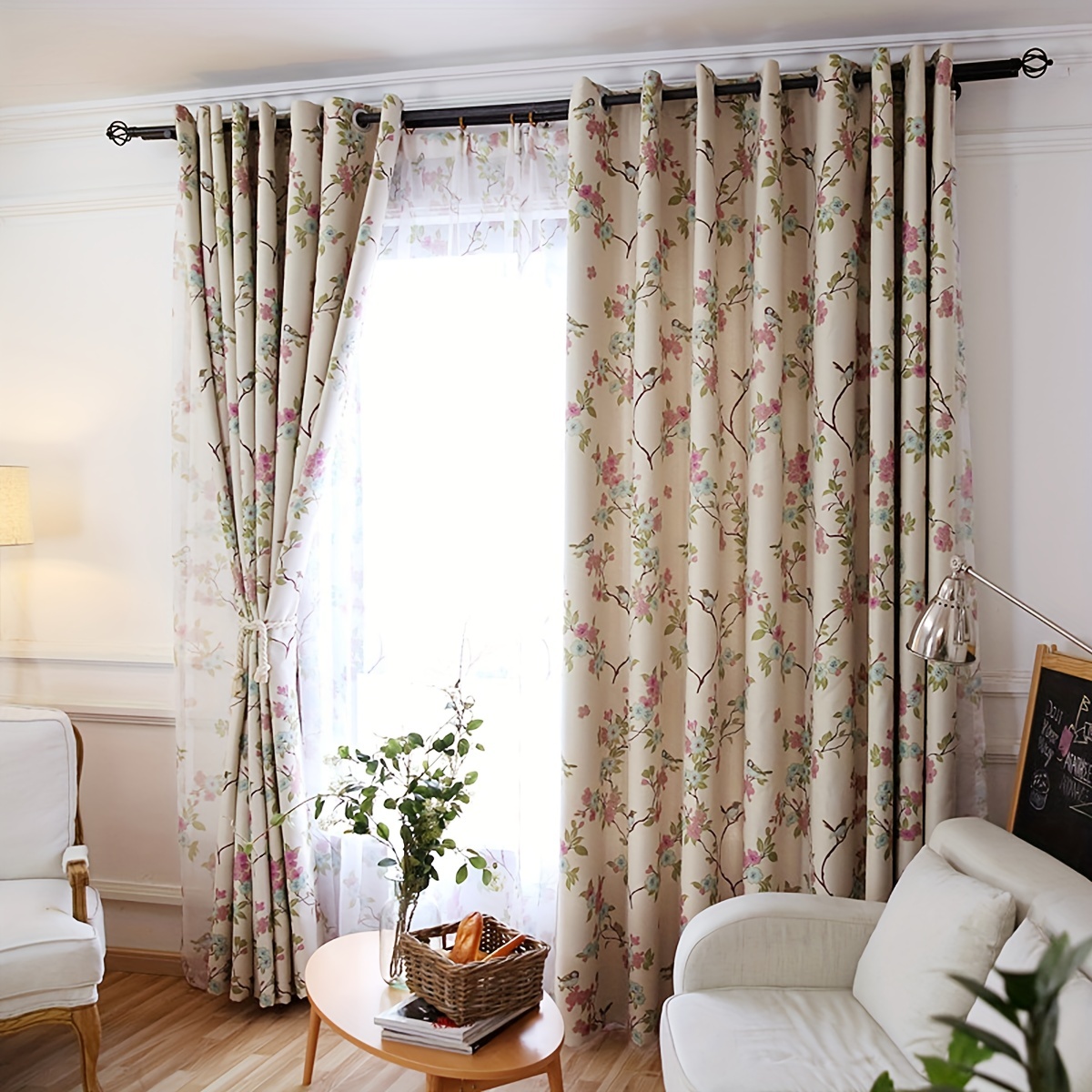 Cortinas opacas opacas de color beige, con aislamiento térmico, cortinas  modernas para oscurecer la habitación, con ganchos para sala de estar