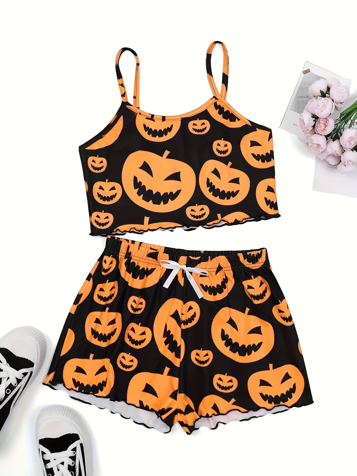Halloween Skeleton Hand Tank And Shorts Pajama Set For Women Short Sleeve  Top And Short Short Mens Cool Sleep Short Set L230920 From Spider_hoodie,  $3.93