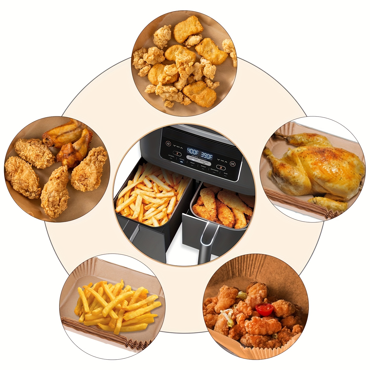 Air Fryer Liners for Ninja Foodi Dual Air Fryer, Rectangle Air Fryer Liners  Comp