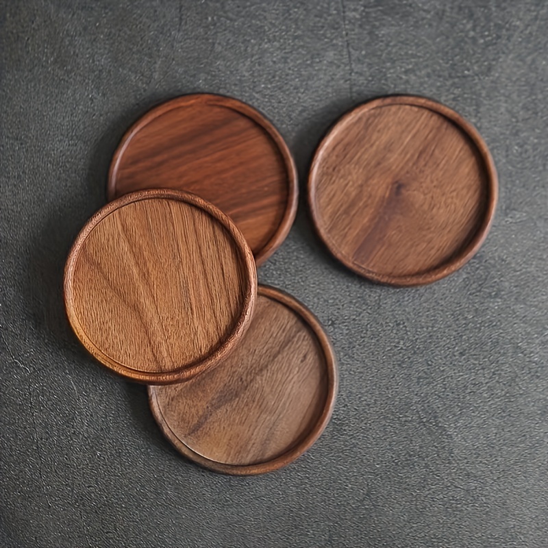 Walnut Wood Coasters, Wood Coaster Set with Holder
