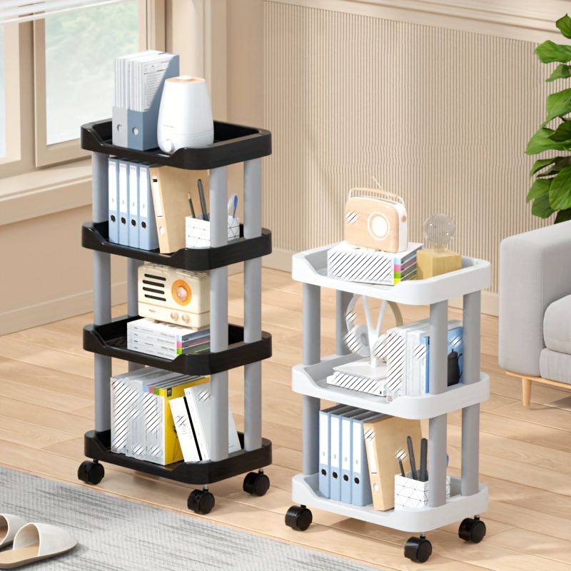 Foldable Storage Rack Rotatable Mobile Snack Organizer Trolley