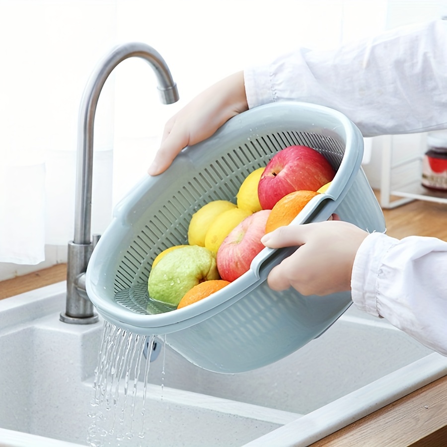 1pc Rotatable Drain Basket Double-layer Household Kitchen
