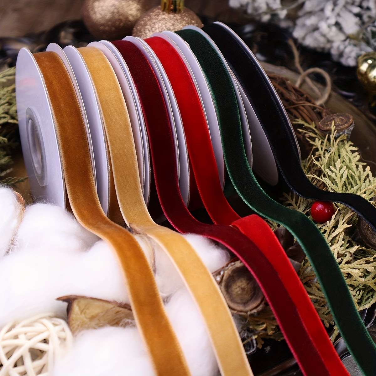 Velvet Ribbon For Gift Wrapping Christmas Tree Diy Crafts, Vintage