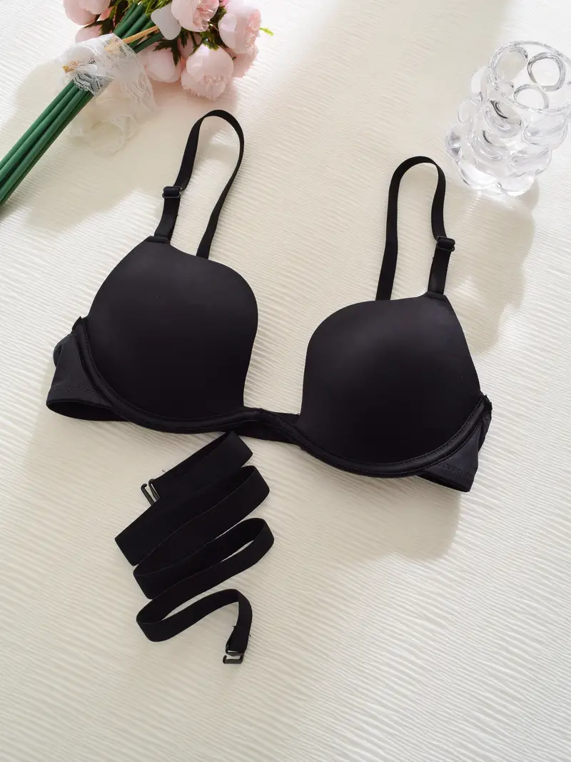 Solid Scoop Plunge Bra Comfy Breathable match Everyday Bra - Temu