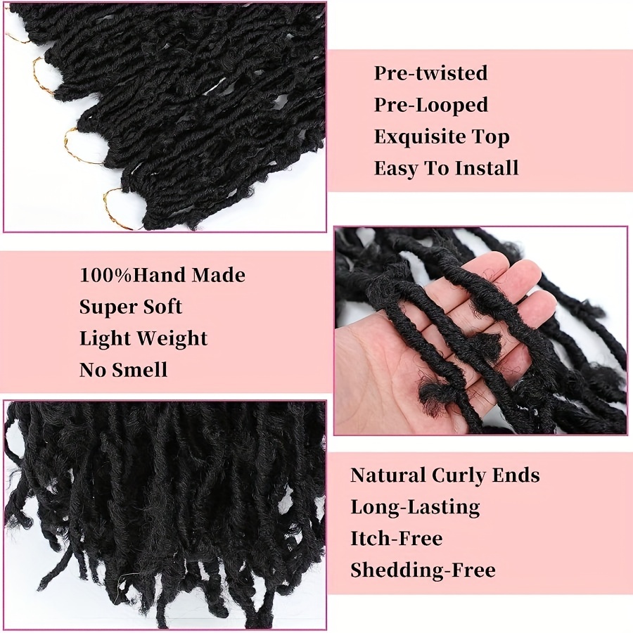 8pcs/pack Butterfly Locs Crochet Braids Hair Extensions 14Inch Pre Looped  Distressed Locs Crochet Braids Synthetic Hair Extensions Fo Women