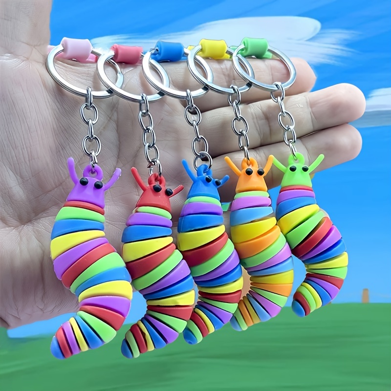 Funny Cartoon Caterpillar Fur Pendant Keychain Plush Jewelry