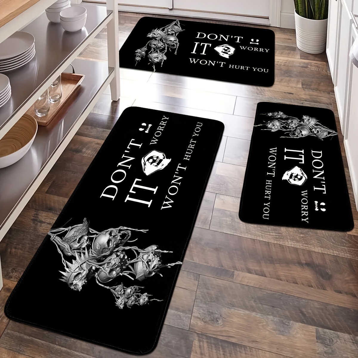 Gothic Skull Print Kitchen Mat Household Non slip Runner Rug - Temu