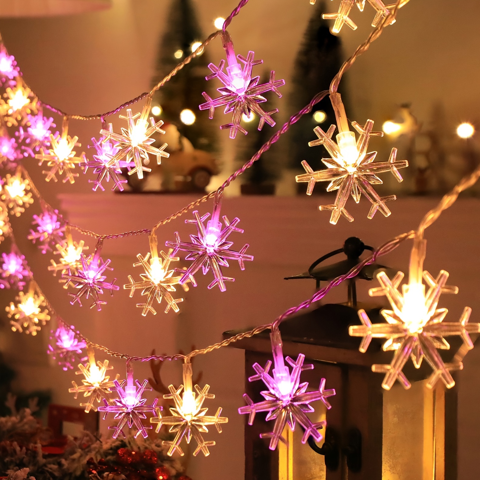 1 pack snowflake string lights battery operated fairy lights for living room corridor bedroom stair handrail christmas tree bedroom party wedding without battery details 10