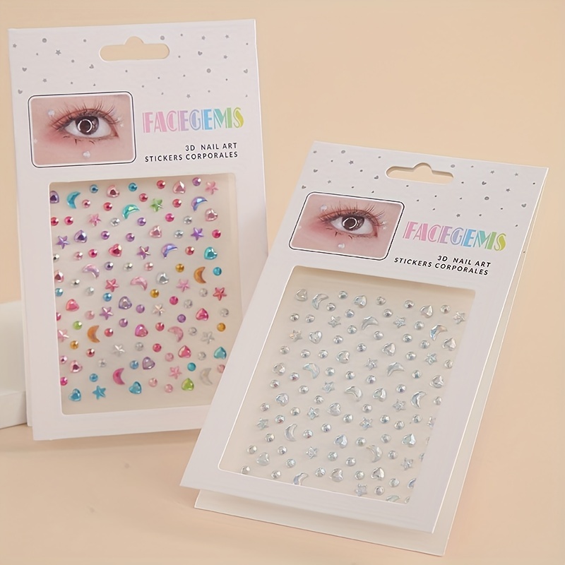 Heart Rhinestone Stickers Star And Moon Eye Stickers Face - Temu