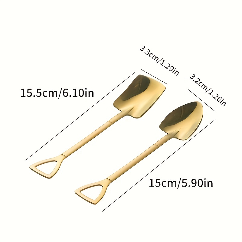 4Pcs Stainless Steel Ice Cream Spoons Retro Square Head Dessert