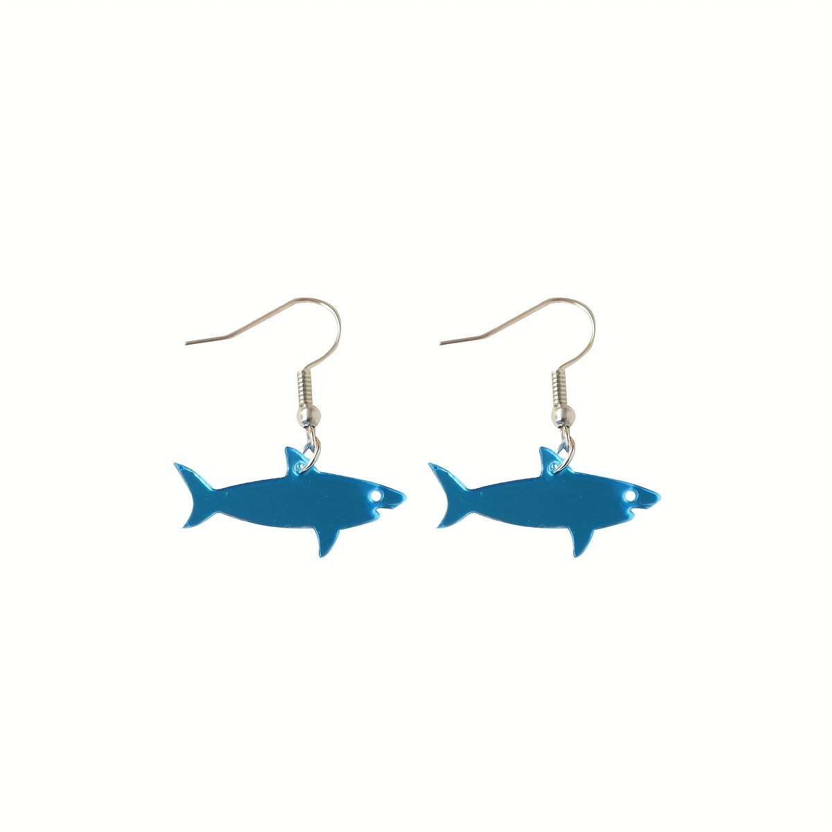 Laser Cute Blue Shark Design Dangle Earrings Ocean Style - Temu Canada