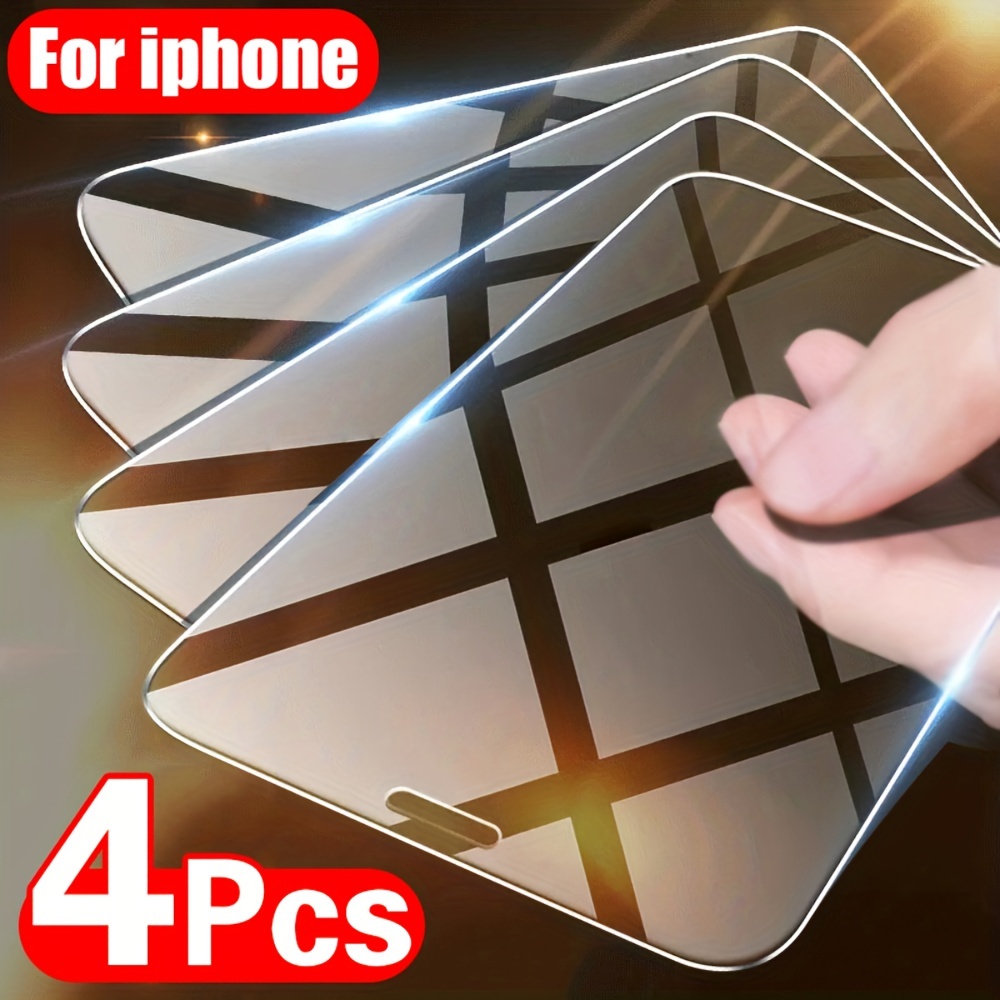 

4pcs Tempered Glass For 11 12 13 14 Pro Max Glass Screen Protector Full Cover 9h Hd Film Glass For X Xr Xs Max 12 13 Mini