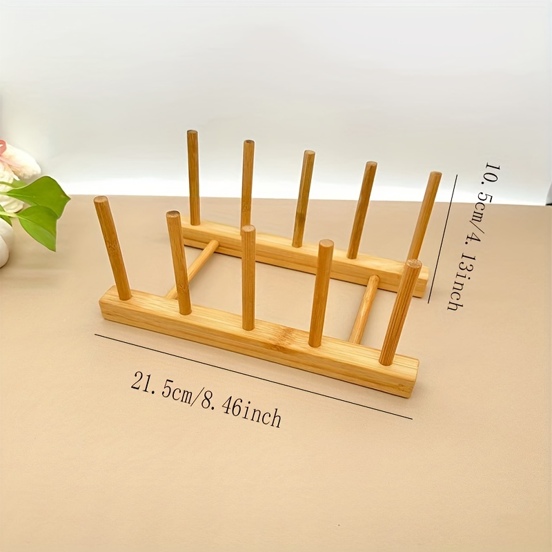 1pc, Wooden Dish Rack, Plates Holder, Compact Kitchen Storage Cabinet  Organizer For Dish/Plate/Bowl/Cup/Pot Lid/Cutting Board