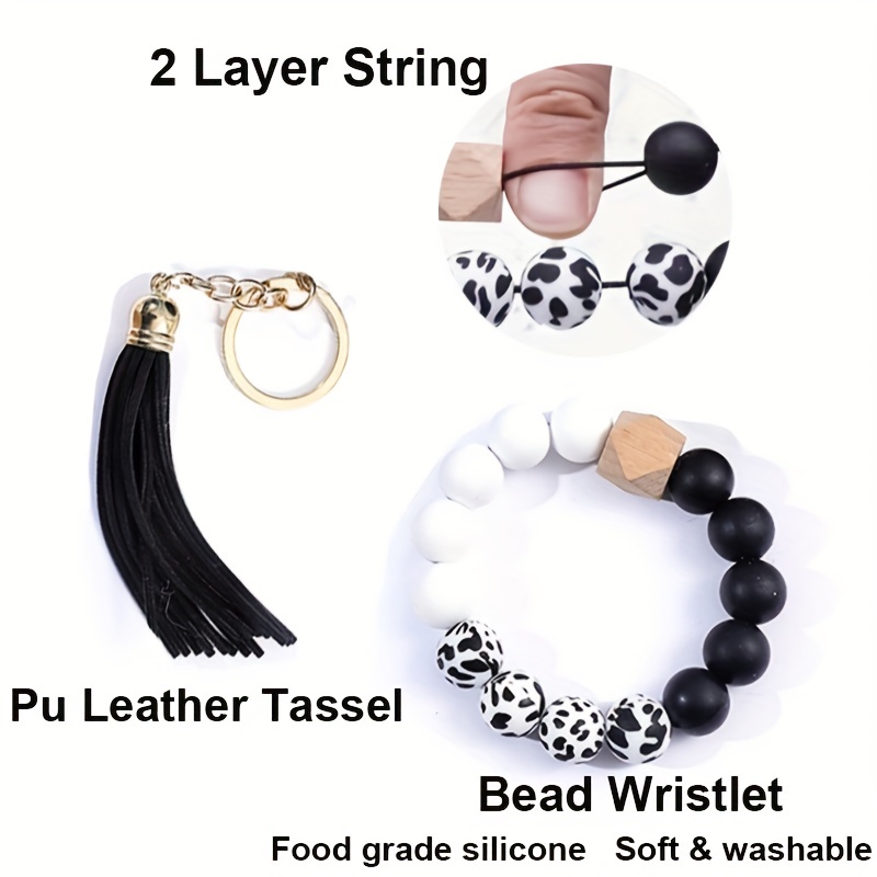 Pu Leather Tassel Wrist Keychain Pendant Lipstick Bag Card Bag