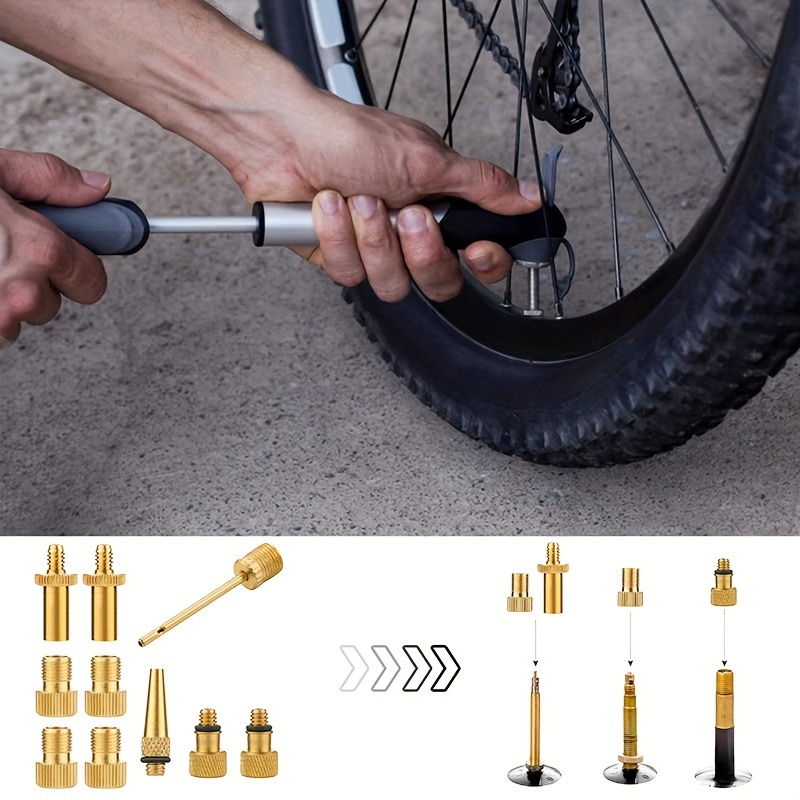 Presta to Schrader - Adaptador de válvula para bicicleta, neumático de  válvula Presta inflado con compresor de aire o bomba de bicicleta regular,  6